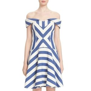 Milly Mariella Striped Off the Shoulder Dress Sz 4